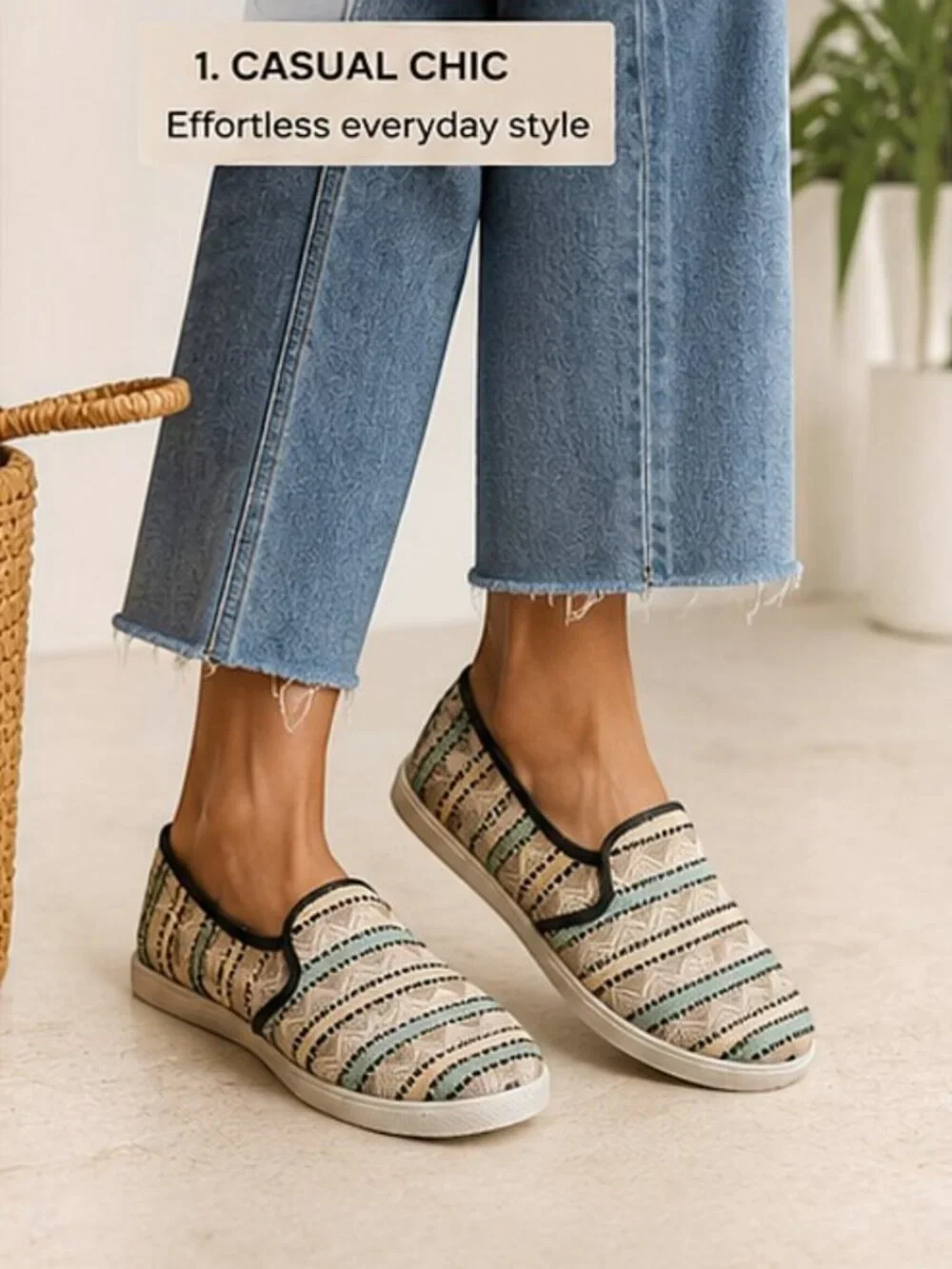Machi’s Footwear Tweed Slip-On Loafers Size 6 Casual Flats